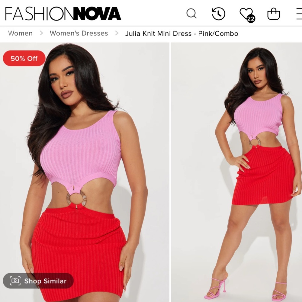 Fashion Nova Ribbed Julia Two Toned Knit Ribbed Dress